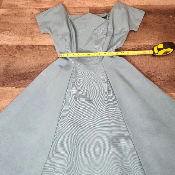 Vintage 1950s Elegant Blue Swing Midi Dress - Picture 3 of 6